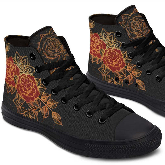 Men's And Women's Fashion Color Printing High-top Canvas Shoes
