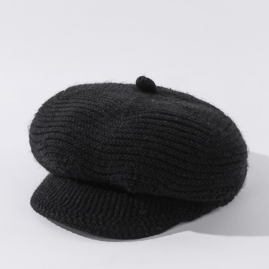Middle-aged And Elderly Women's Velvet Solid Color Knitted Rabbit Fur Hat