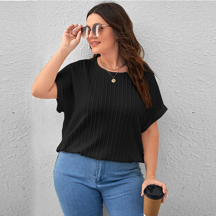 Fashion New Large Size Solid Color Short Sleeve T-shirt