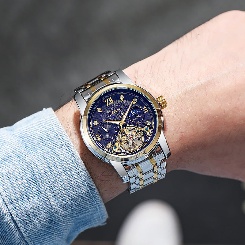 Luminous Sun Moon Star Function Men's Mechanical Watch