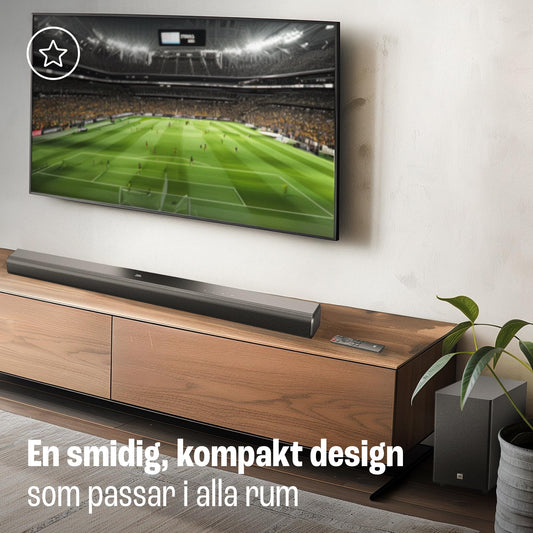 JBL Cinema SB 550, 3.1-kanals soundbar-högtalare med trådlös subwoofer, Dolby Audio, uteffekt 250 W, HDMI ARC och trådlös streaming via Bluetooth, svart