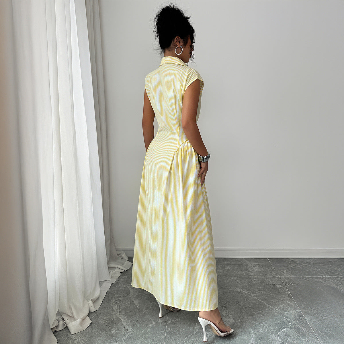 Elegant Waist-Cinched A-Line Long Dress