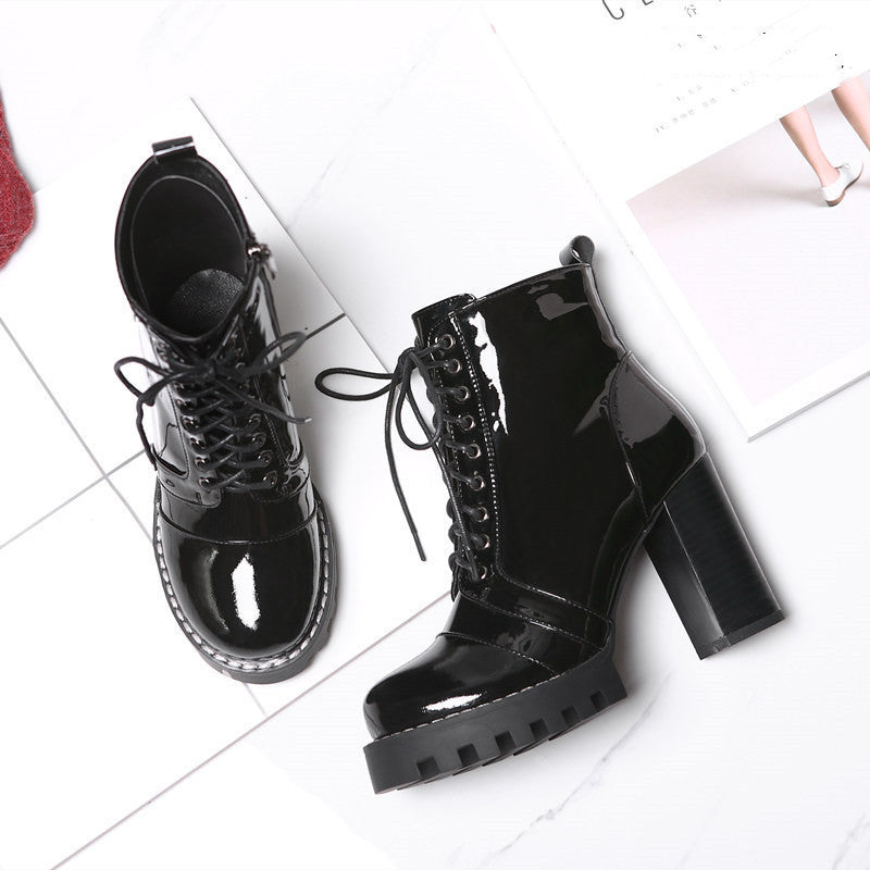 Short Boots Women's Spring And Autumn Single Boots Thick-heeled