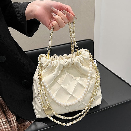 Women's Bag Popular Niche Texture Garbage Rhombus PU Hand