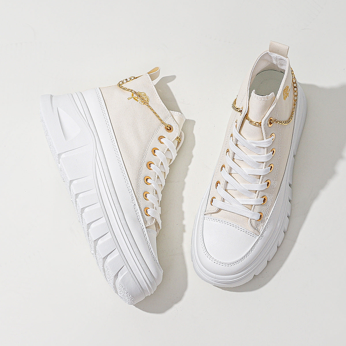 Damesko med tyk sål, forhøjede sneakers