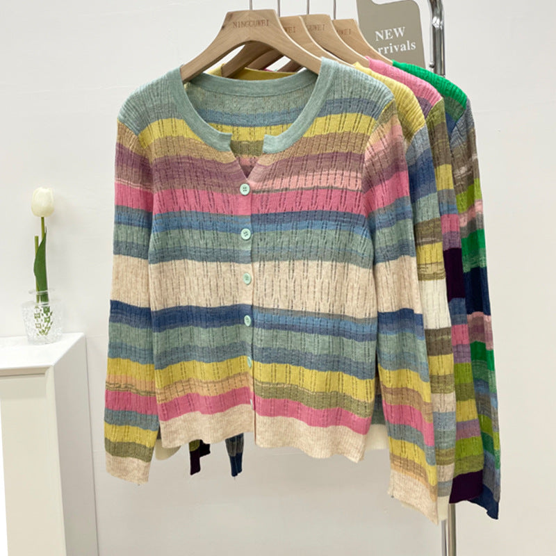 Women's Colorful Sweater Cardigan Spring New V-neck