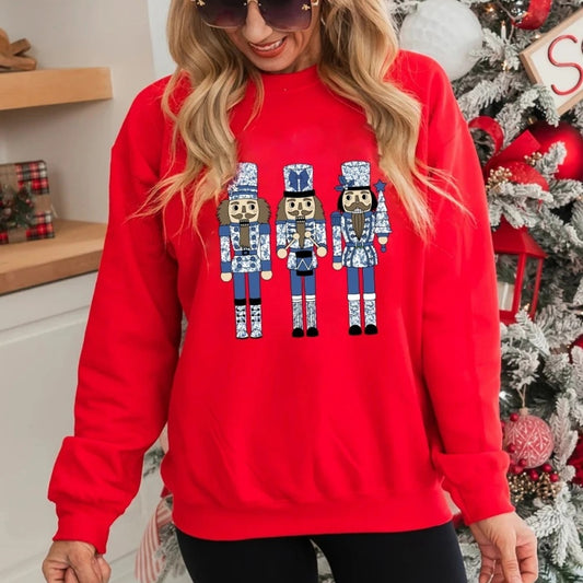 Rød jule-nøddeknækker soldatmønster pullover