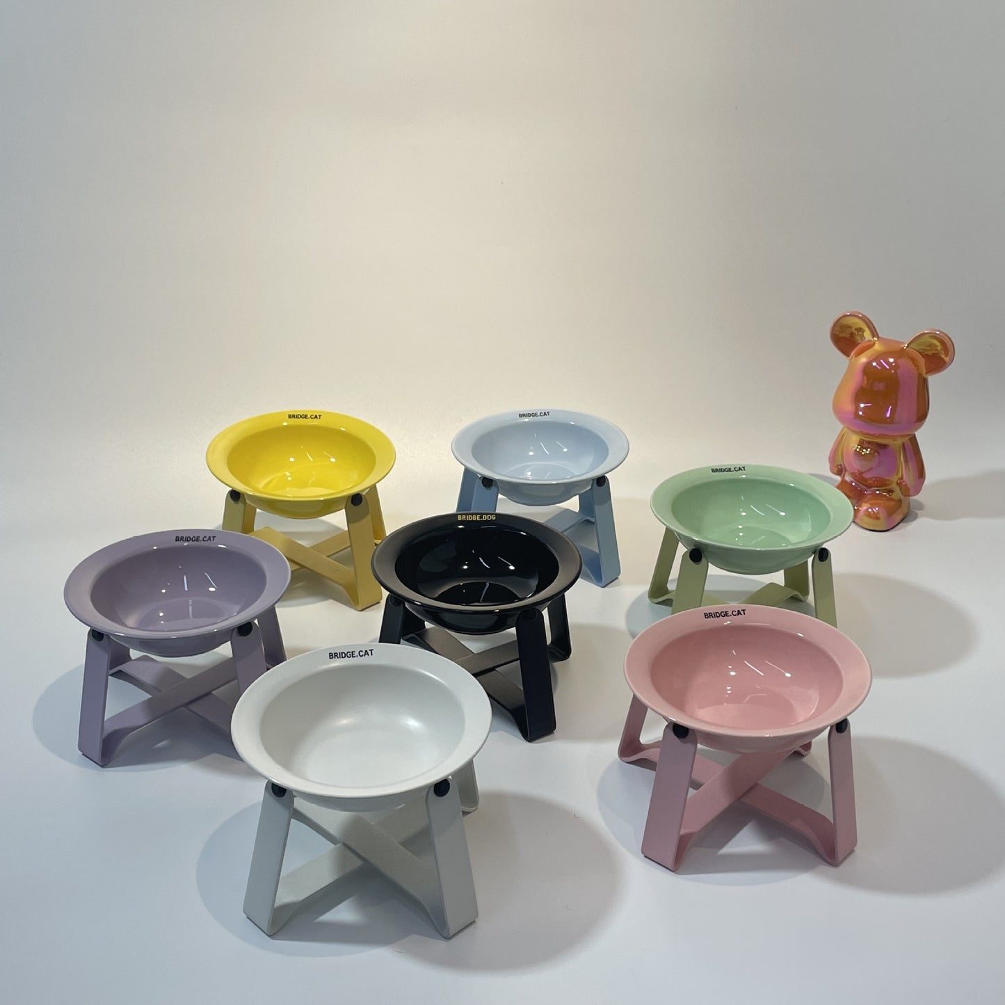 Ceramic Cat Bowl Cat Iron Frame High Leg Tableware Combination Fairy Dining Rack Cat Food Holder