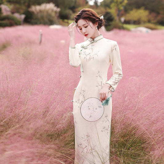 Bamboo Leaf Jiangnan Water Town Cultural And National Style Qipao
