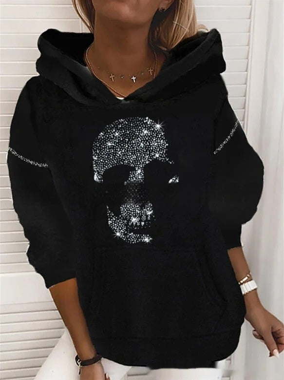 Halloween Slimming Round Neck Printed Pullover Hooded