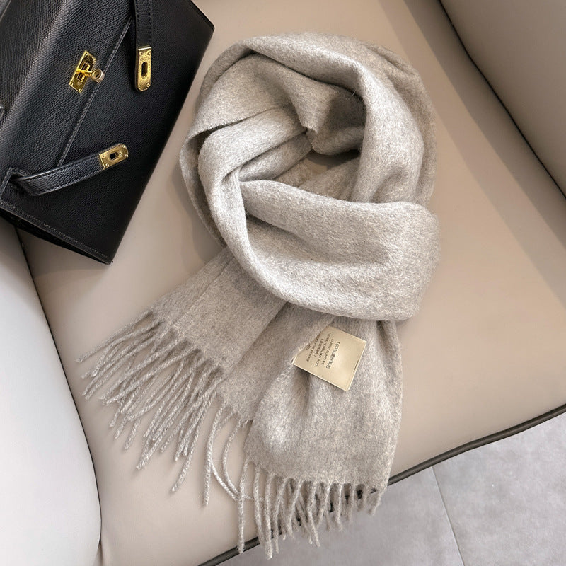 Pure Wool Students Warm-keeping All-matching Tassel Narrow Scarf Couple Wholesale