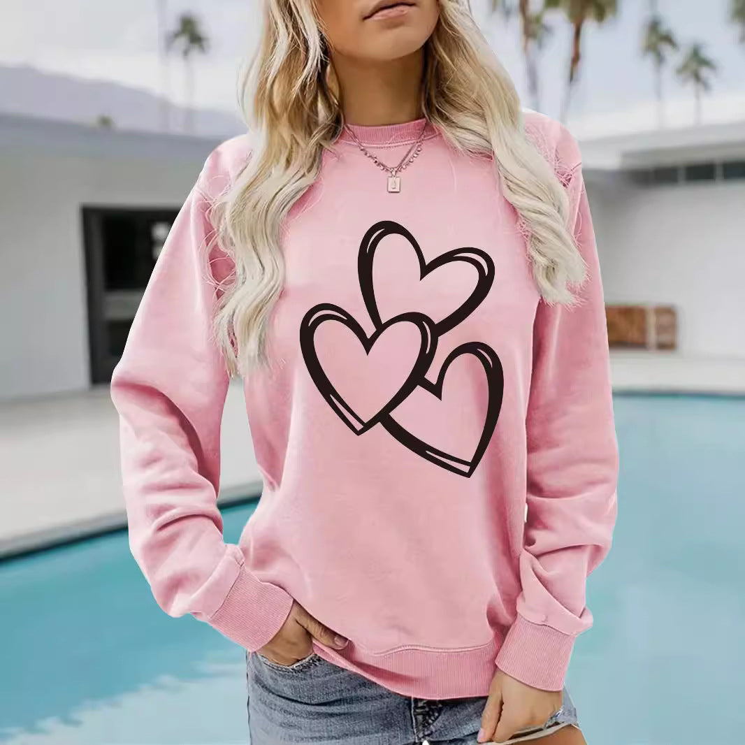 Womens Casual Long-sleeve Crew-neck Printed Sweatshirt Top