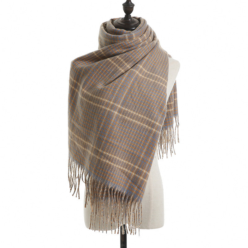 European And American Street Fringed Cashmere Scarf
