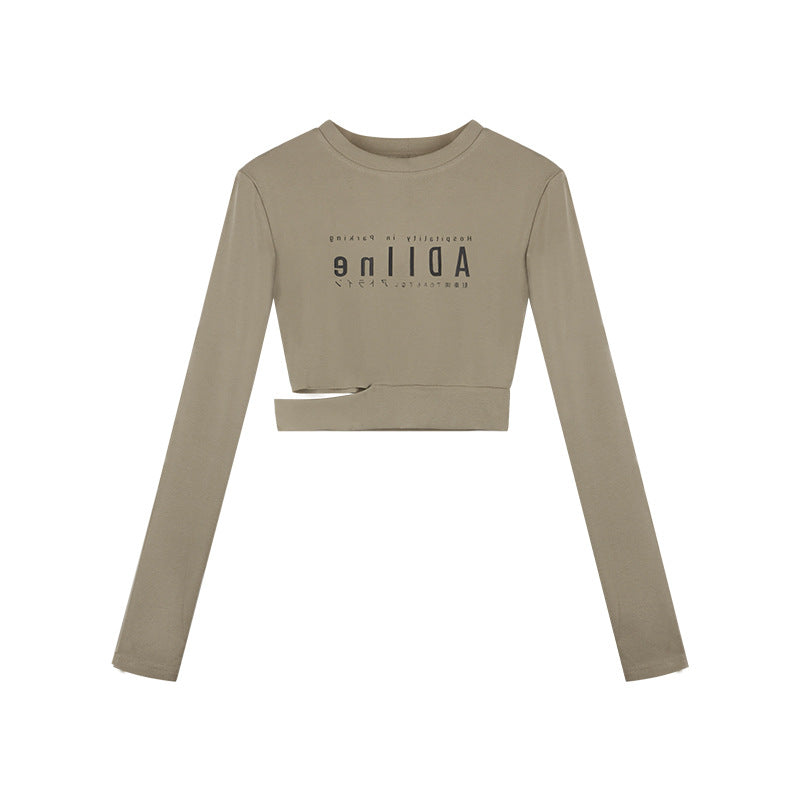 Stram, ren og tynd, langærmet T-shirt til kvinder med "Hot Girl"-bogstaver