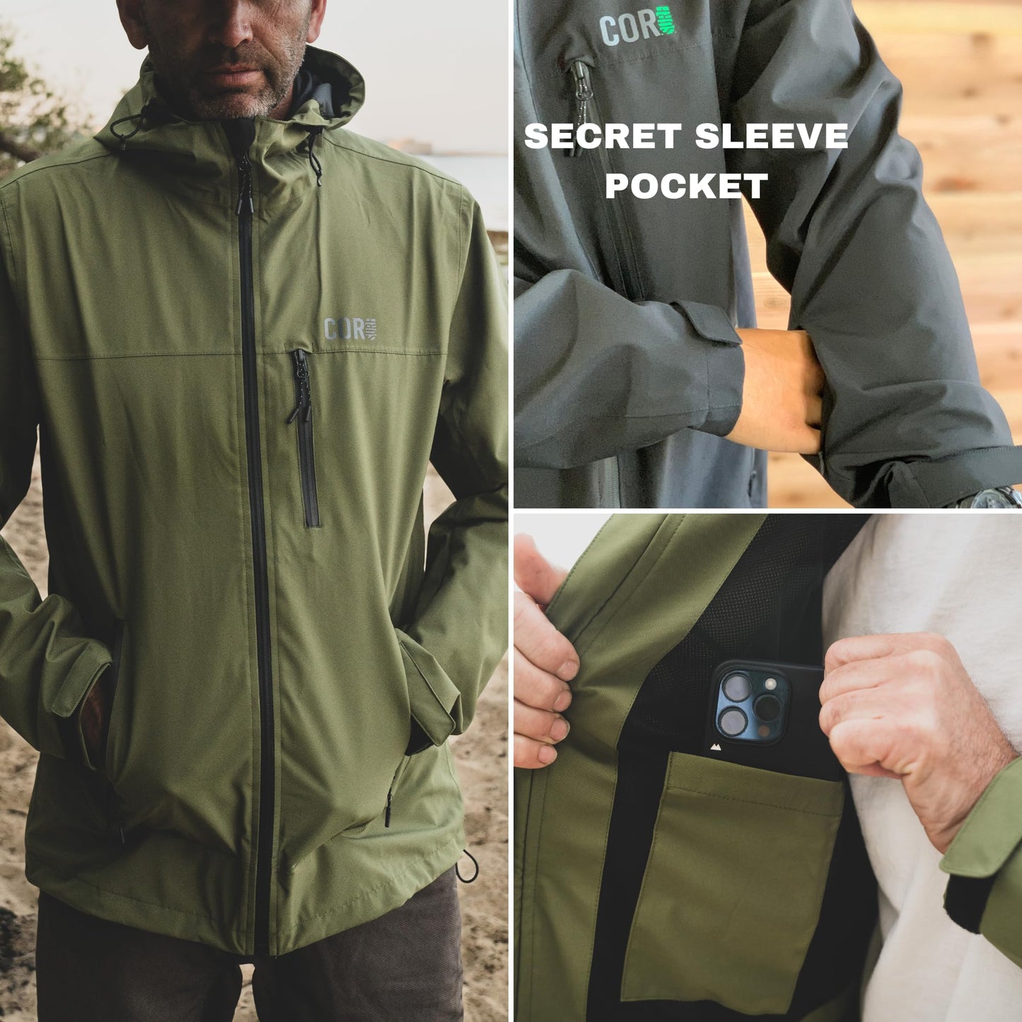 Men's Packable Travel Rain Jacket | The Ultimate All-Round Rain Coat for Men with Secret Pockets