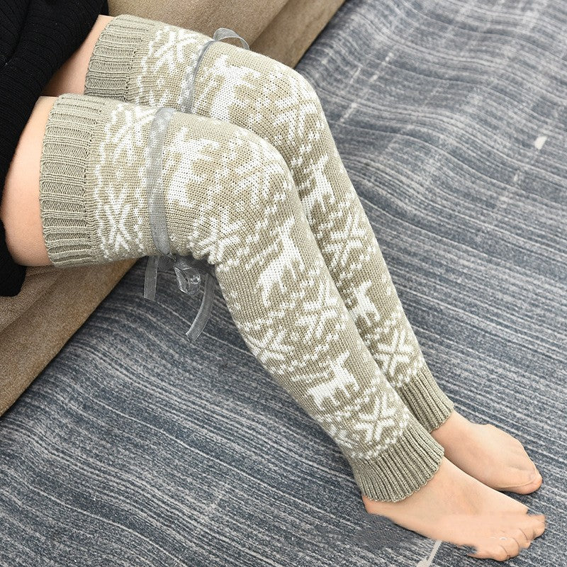 Thickened Warm Wool Stockings Knitted Over-the-knee Bunching Socks