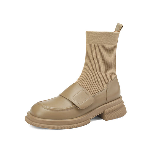 Women's Fashion Simple Thick Heel Stretch Thin Boots