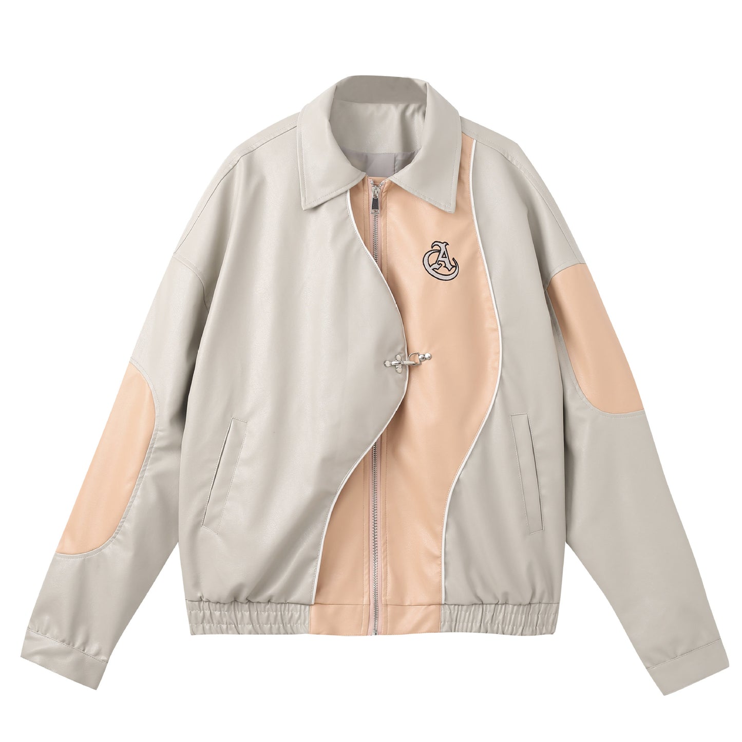 Loose Cool Stitching PU Jacket Coat