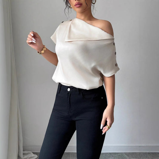 Stylish Womens Wide-neck Off-shoulder Sexy Top