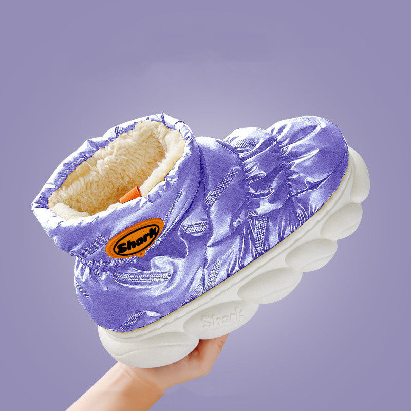 High-top Down Cloth Waterproof Cotton Slippers