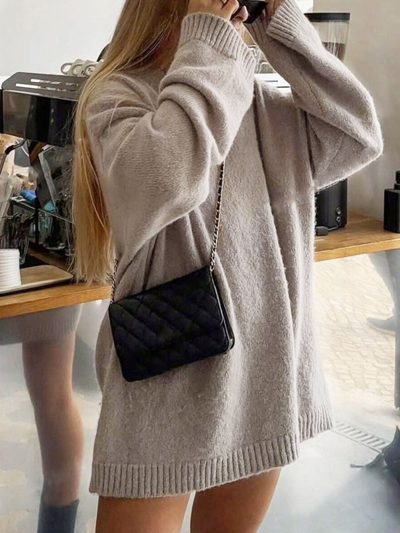 Crew-neck Fashionable Casual Loose-fit Knit Top