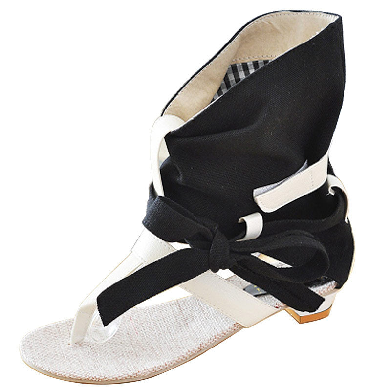 Large size flat suede herringbone high-top sandals