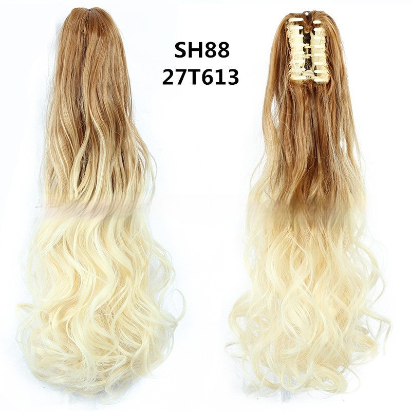Colorful Long Curly Hair Clip Ponytail Wig