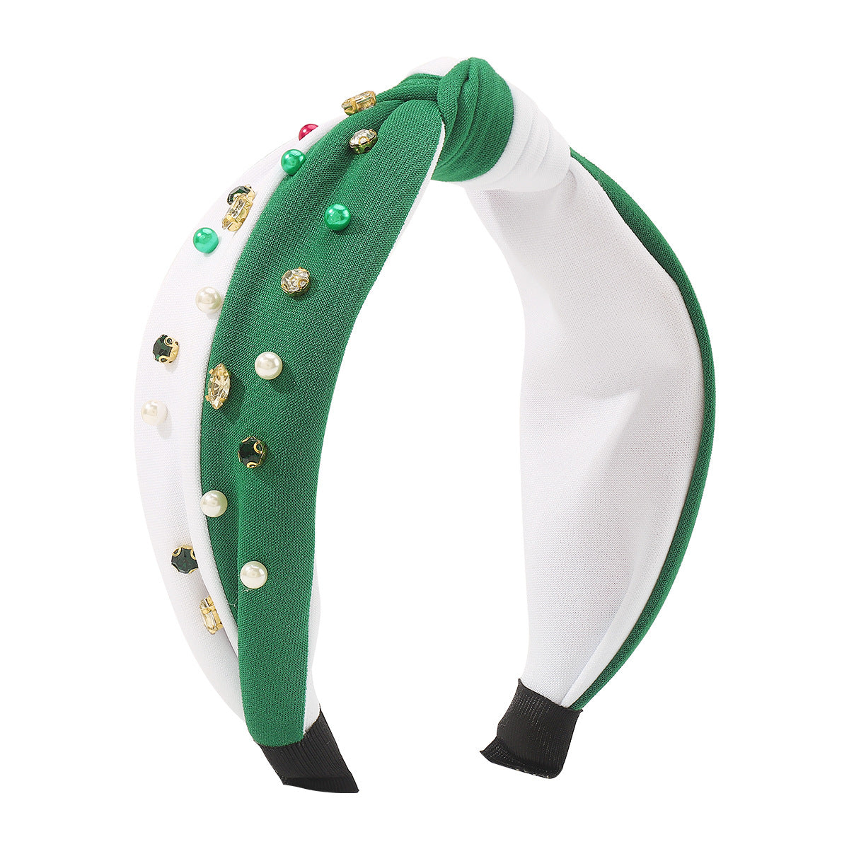 Christmas Wide-brimmed Diamond Beaded Contrast Color Knotted Light Luxury Festival Headband