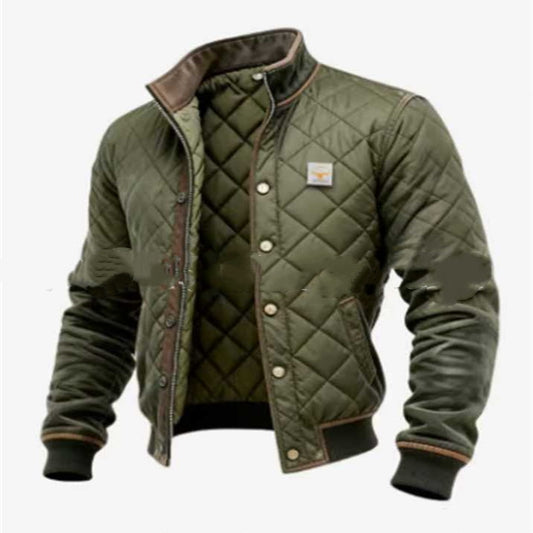 Men's Stand-collar Solid-color Casual Cotton Padded Jacket
