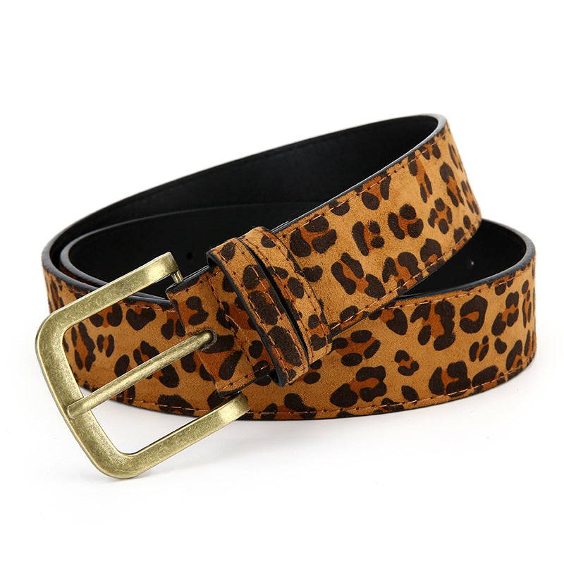 Leopard-print Belt With A Stylish Alloy Pin Buckleperfect For Any Pair Of Pants