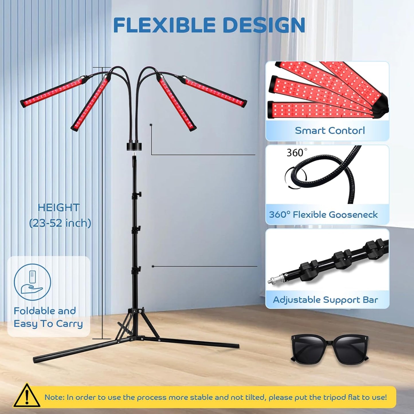 Red Light Therapy for Body, 180 Leds Red and Blue Light Therapy Lamp with Tripod, 3-In-1 Chip Designed 415Nm＆660Nm＆850Nm Infrared Light Therapy for Face