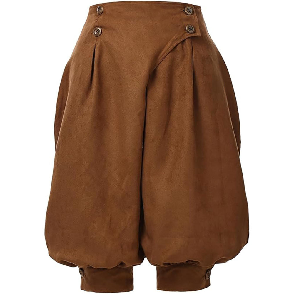 Medieval Renaissance Retro Pirate Suede High Waist Double Breasted