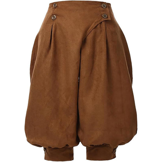 Medieval Renaissance Retro Pirate Suede High Waist Double Breasted