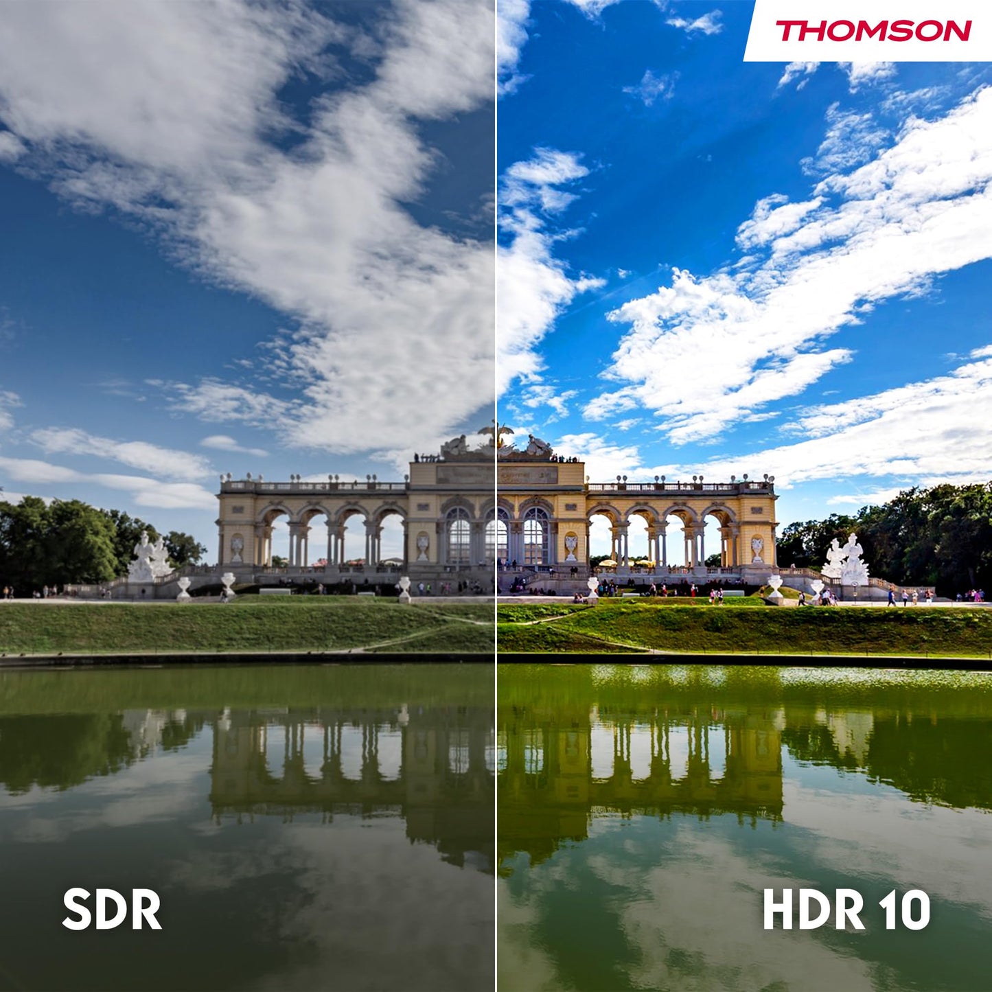 Thomson 32 Inch (80 cm) HD Smart TV, Wi-Fi, Röststyrning, HDR10, Dolby Audio, Triple-Tuner (Kabel/Satellit/Antenn), HDMI, USB, Netflix, YouTube, Prime Video, Disney+ – 32HT2S35