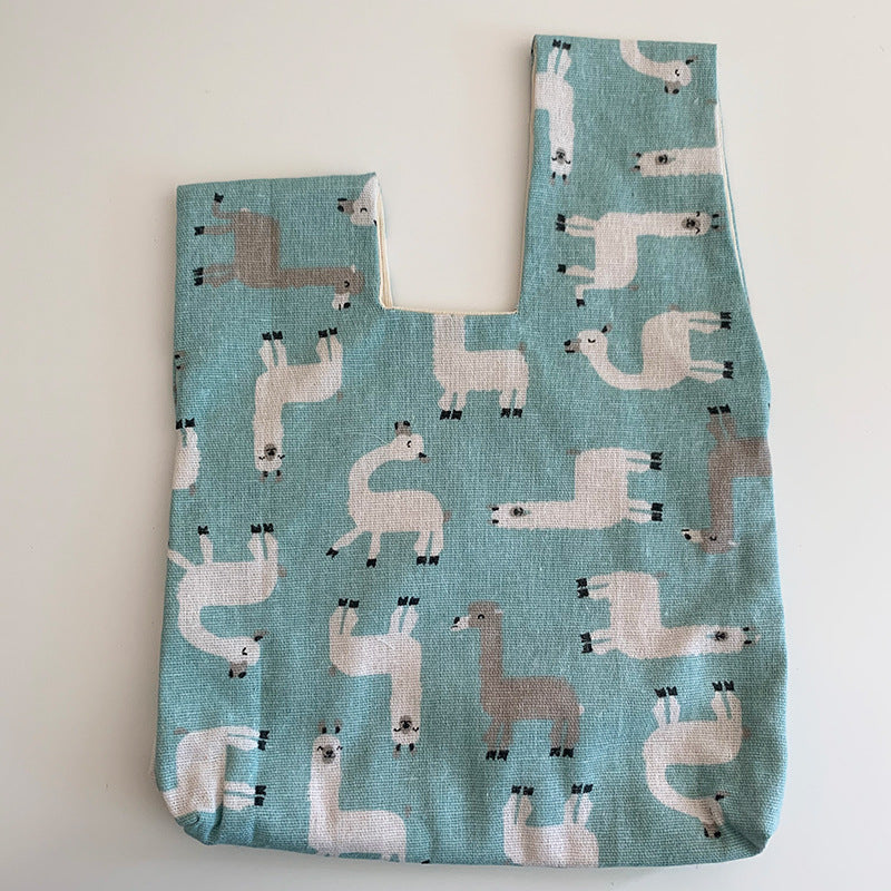 Japanese Style Multi-color Printed Linen Wrist Bag