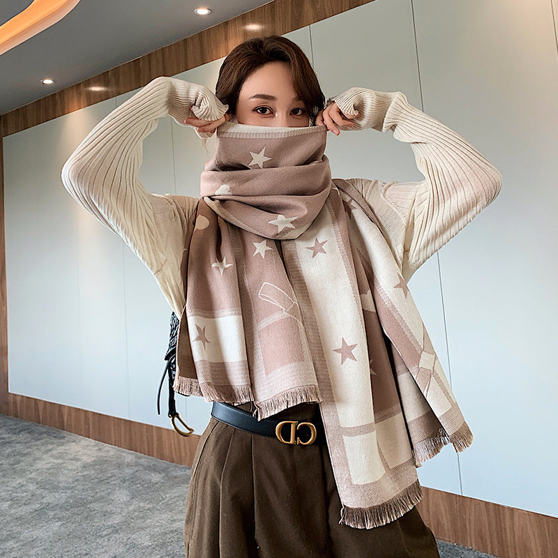 Students wear a shawl outside wool cloak