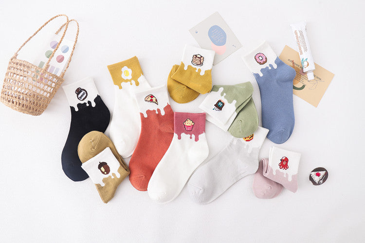 Sweet and cute color matching fruit short socks