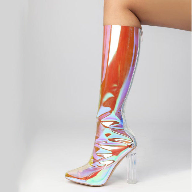 Round Toe Chunky Heel Platform Heel Plus Size Over The Knee Boots Women's Boots