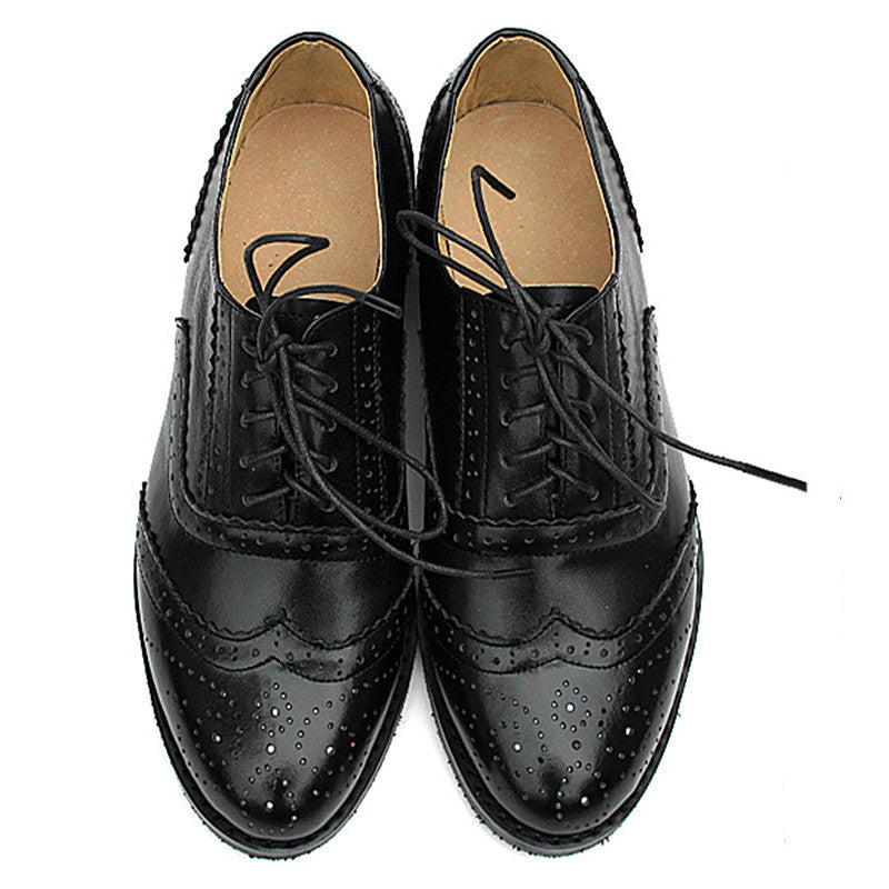 Women's Fashion Leather British Style Pointed Toe Flat Shoes