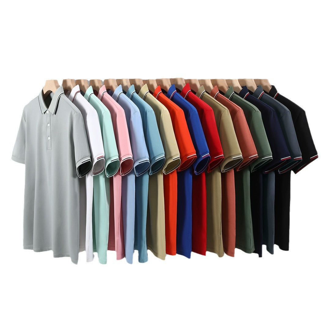 Washed Cotton Polo Shirt Short Sleeve Lapel