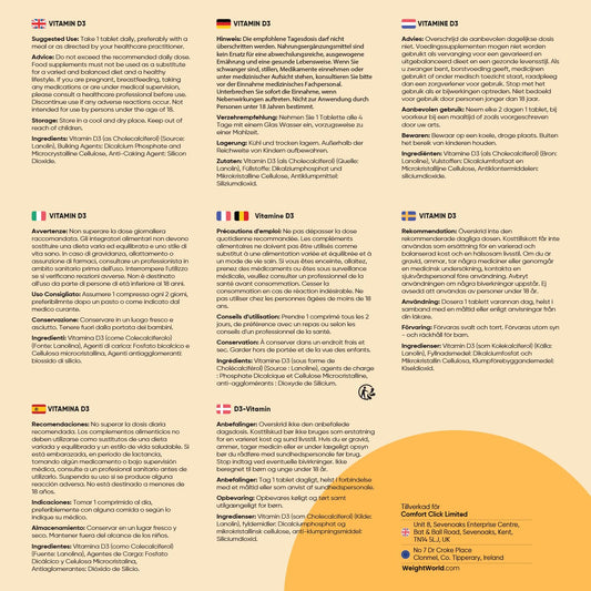 Vitamin D3 4000 IU - 400 tabletter (1 tablett varannan dag) - Solvitamin för immunförsvar, ben, tänder och muskler (EFSA) - 100% ren kolekalciferol vitamin D från WeightWorld