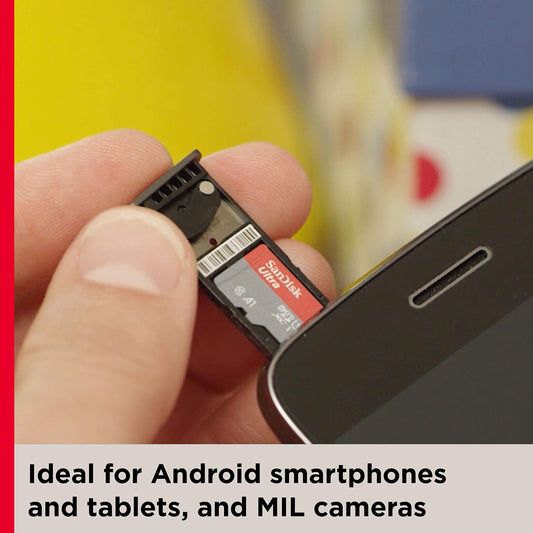 SanDisk Ultra 128GB microSDXC kort + SD-adapter, för Android-smartphones och surfplattor, upp till 140 MB/s, med A1 App Prestanda, UHS-I, Kort 10, U1
