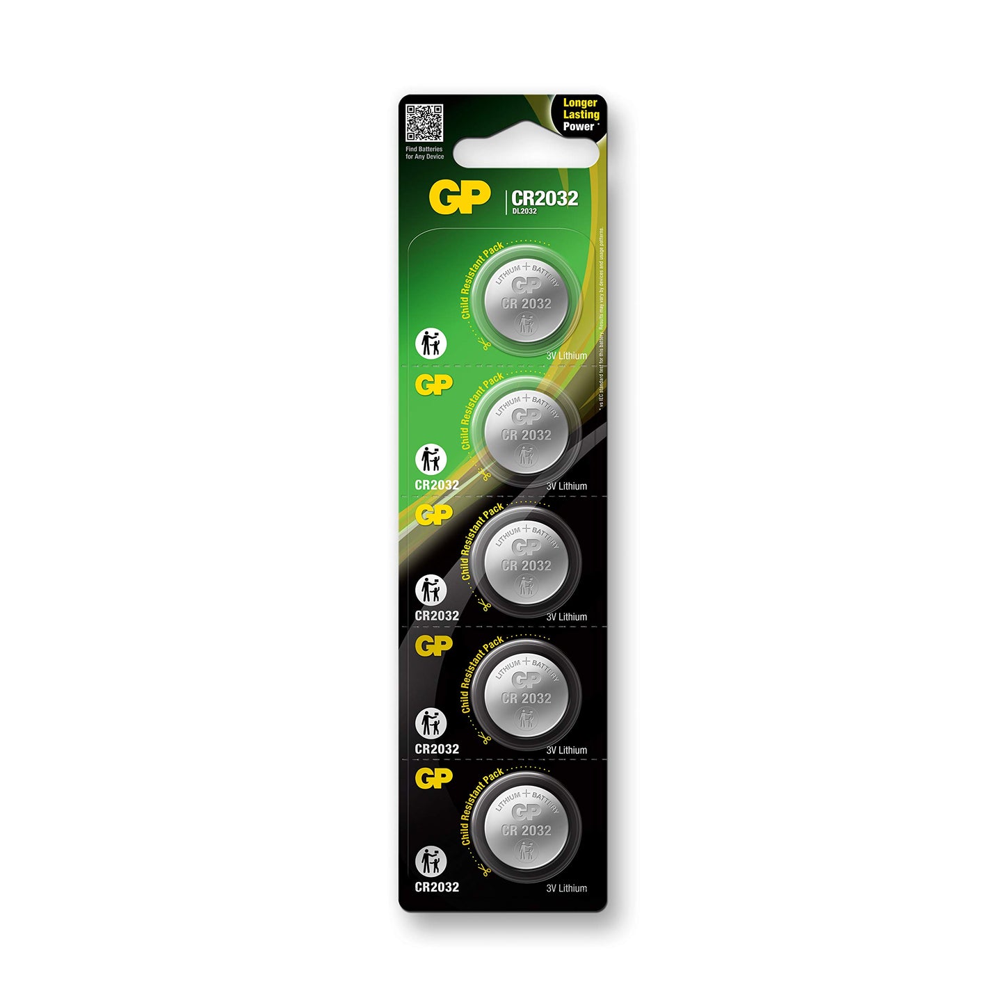 CR2032 Batteri - 5-pack - Knappcell Litium Batterier 3V- GP Batteries