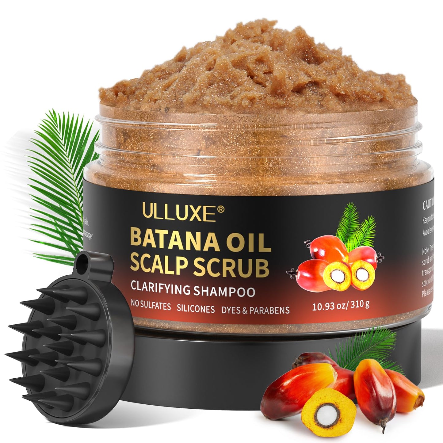 Batana Oil Scalp Scrub med Scalp Massager hårbottenskrubb, Exfolierande schampo med rosmarin som bekämpar mjäll, lugnar torr och kliande hårbotten, ger näring, rengör och främjar hårväxt, 310g