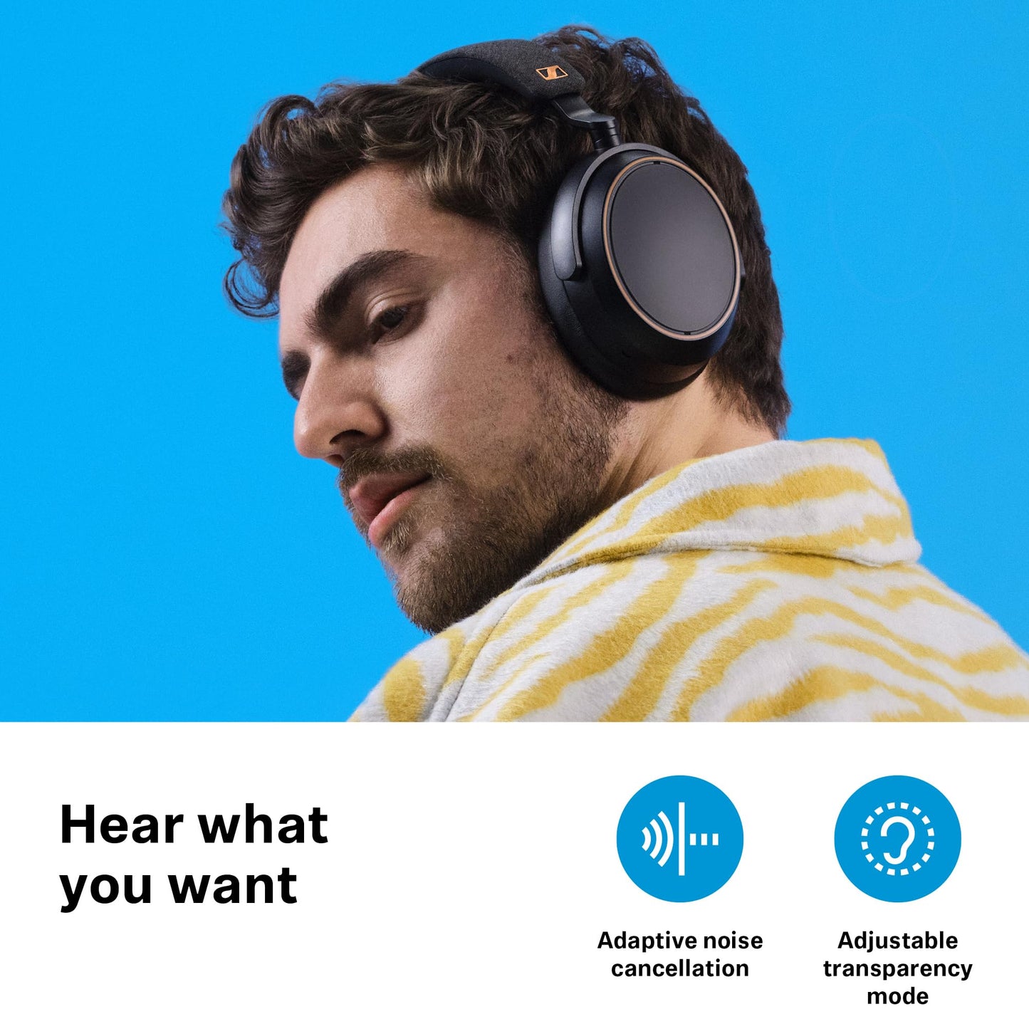 Sennheiser MOMENTUM 4 Wireless hörlurar - Bluetooth-headset för kristallklara samtal med adaptiv brusreducering, 60 timmars batteritid, anpassningsbart ljud och lättviktsdesign, svart koppar, Over Ear