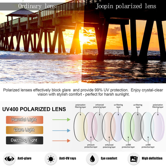 Joopin Solglasögon Herr Polariserade Retro Rektangulära Solglasögon UV400 Dam Spegel Stor Polarized Square Sunglasses for Men and Women för Utomhus Vandring Fiske Golf