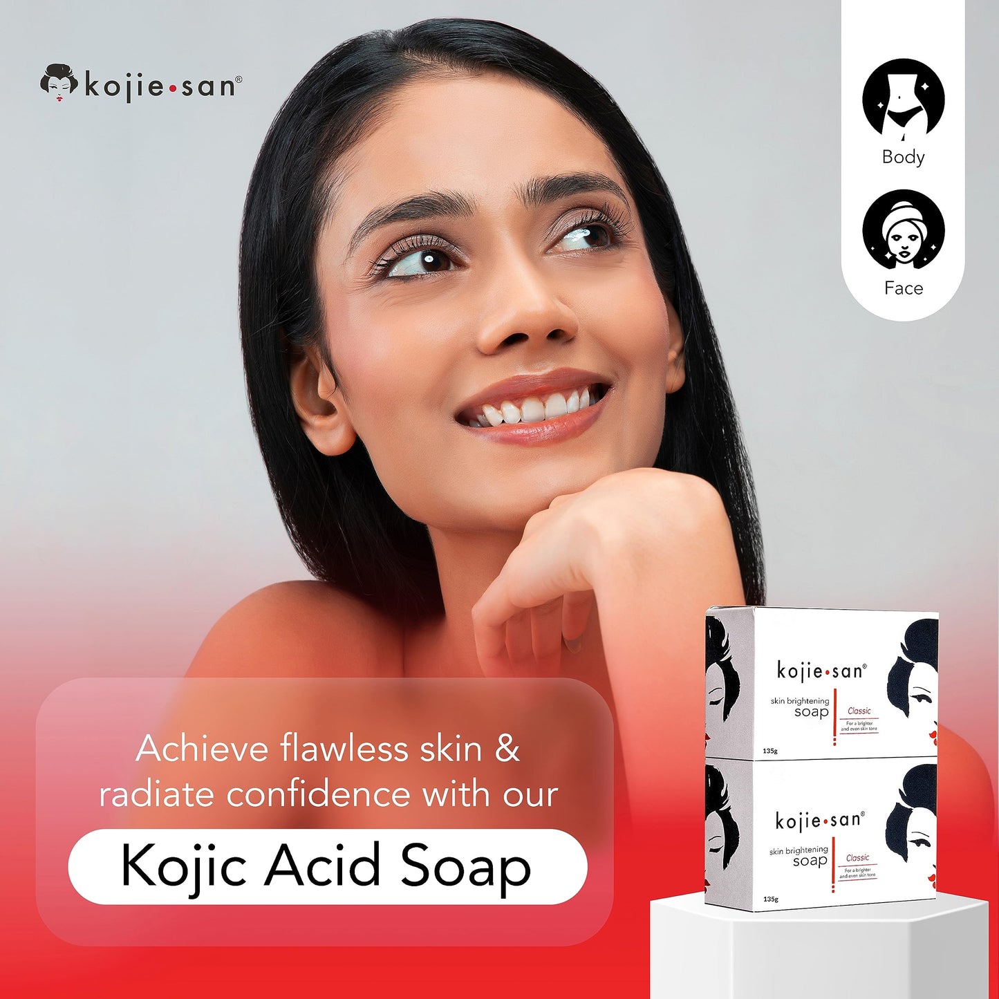 Hudblekande tvål med kojicsyra från Kojie San, Skin Lightening, (2 tvålbitar, 135 g)