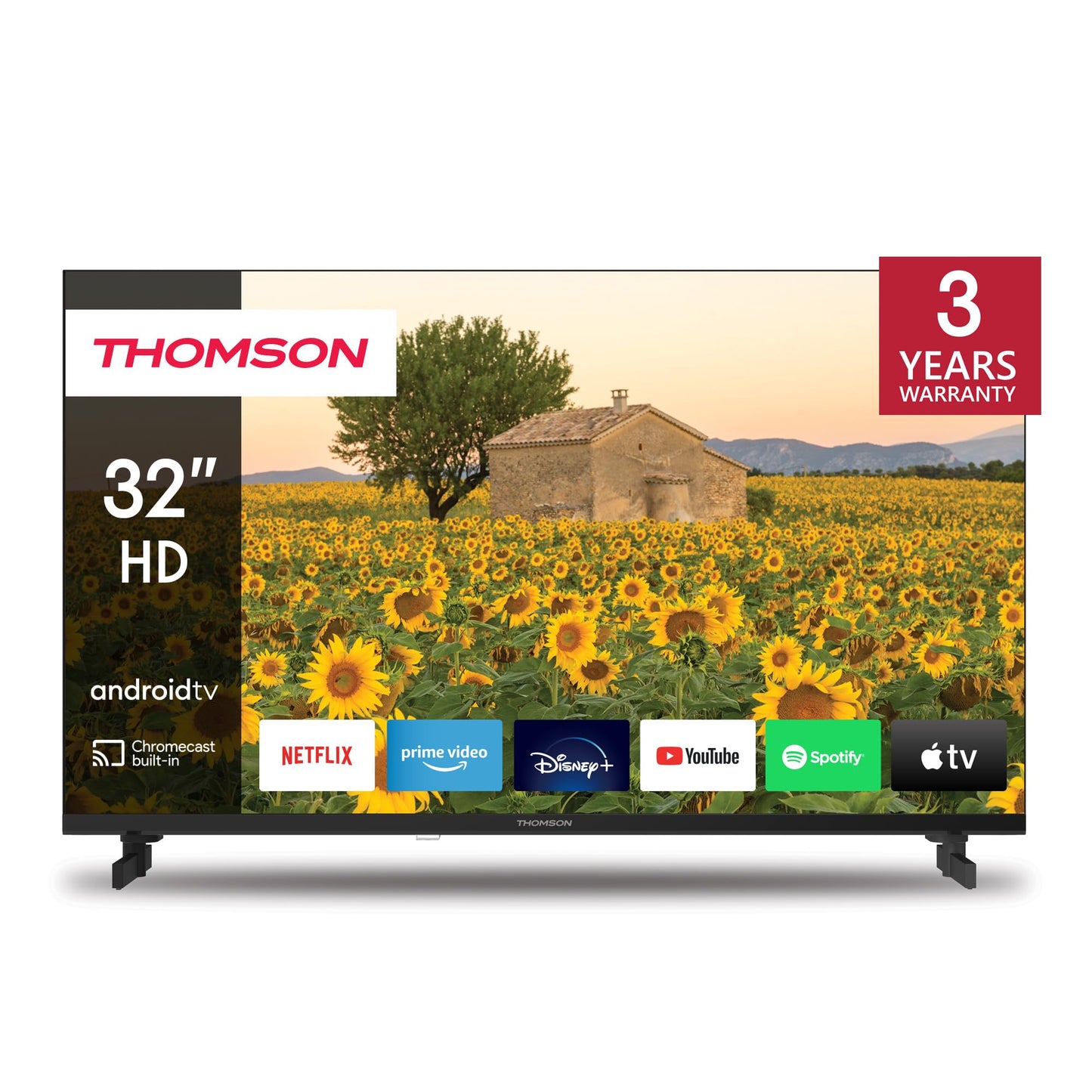 THOMSON 32 Tum (80 cm) LED HD Smart Android TV, Google Assistant, Wi-Fi, Dolby Digital, Bluetooth, Triple-Tuner (Kabel/Satellit/Antenn), HDMI, CI+, A+ Panel - 32HA2S13