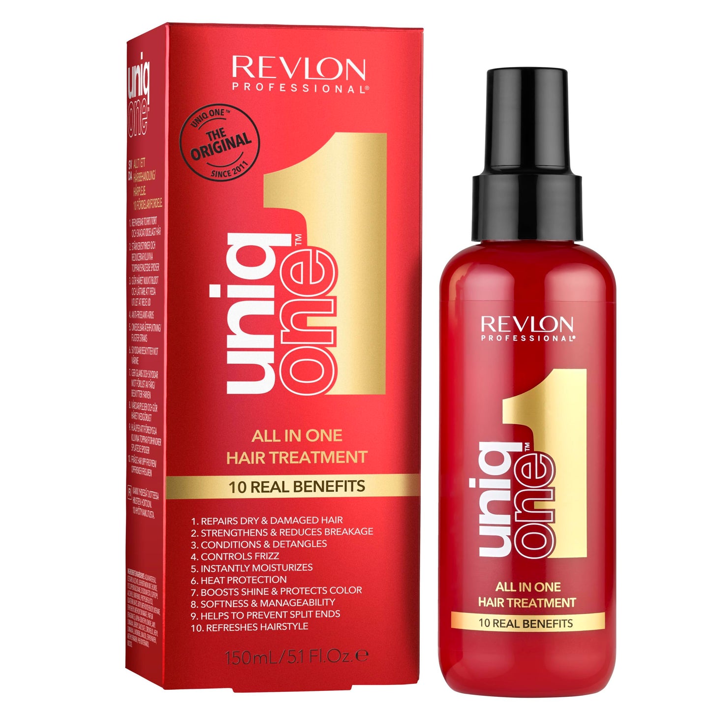 Revlon Professional UniqOne UniqOne UniqOne Thermal Hair Protector, fuktgivande leave-in hårspray, klassisk doft - 150 ml