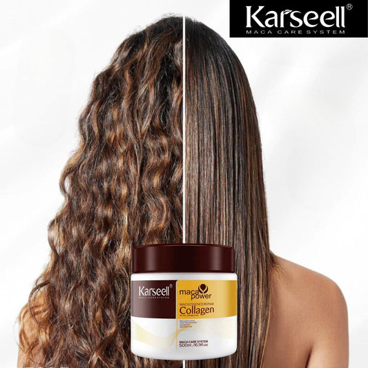 Karseell MACA CARE SYSTEM Kollagen Hårinpackning Djup Reparation Återfuktande Närande Återuppbyggande Anti-Frizz Glans Mjukhet För Skadat Torrt Slitet Färgat Hår Alla Hårtyper 500 ml